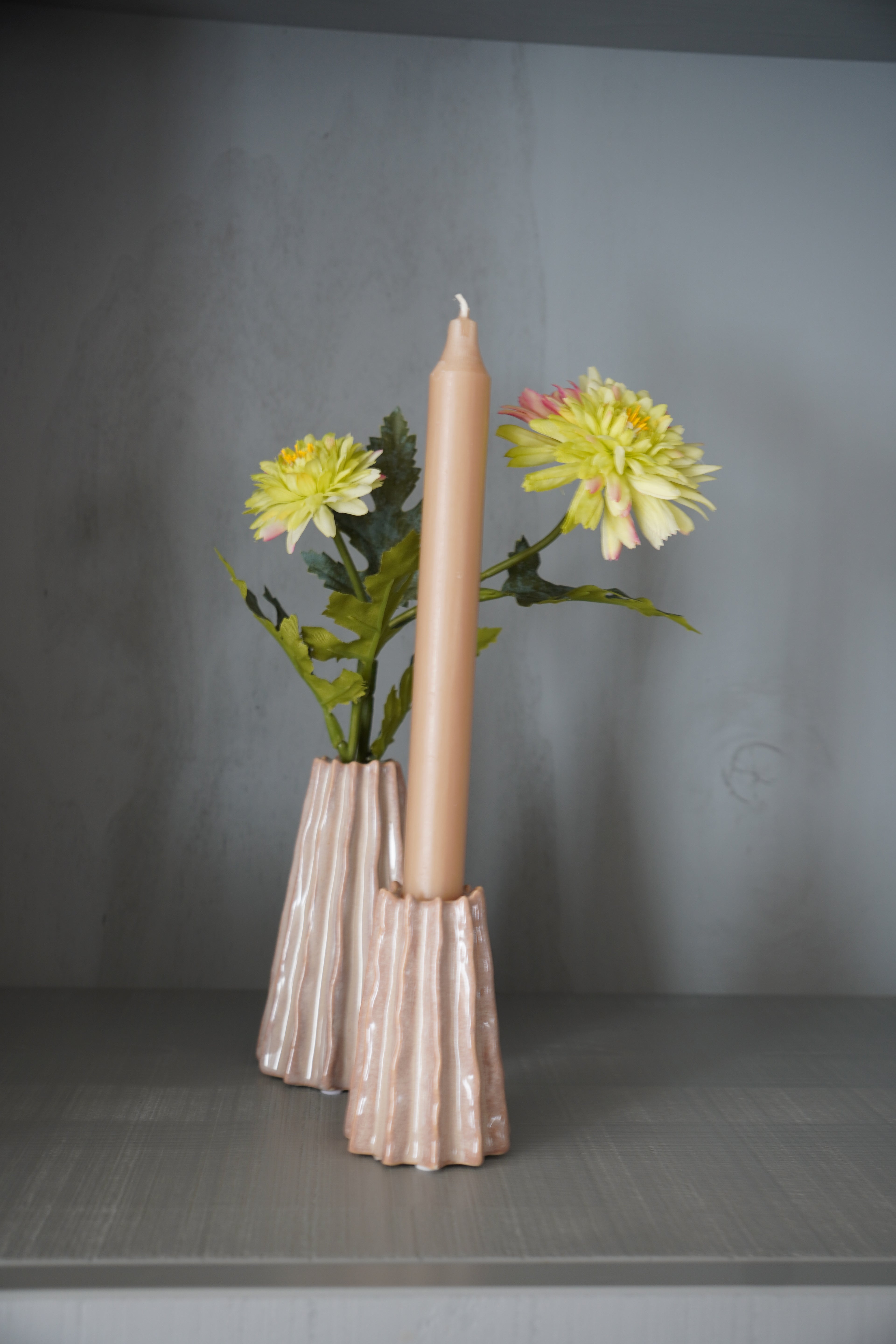 Kandelaar vaasje set bruin beige close-up - Néva Living