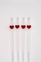 Glazen rietjes aardbei - set van 4