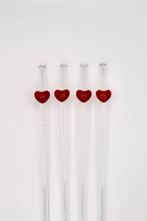 Glazen rietjes hartje - set van 4
